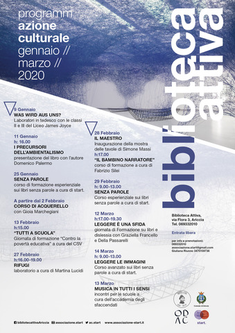 ProgrammAzione culturale gennaio-marzo 2020 della Biblioteca Attiva ProgrammAzione culturale gennaio-marzo 2020 della Biblioteca Attiva