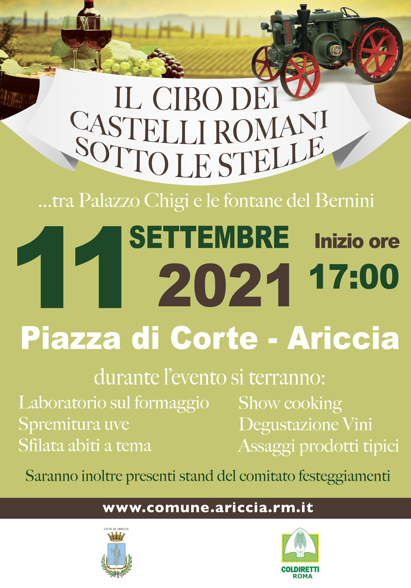 Evento “il cibo dei castelli romani sotto le stelle” sabato 11 settembre 2021 ore 17:00 Evento “il cibo dei castelli romani sotto le stelle” sabato 11 settembre 2021 ore 17:00