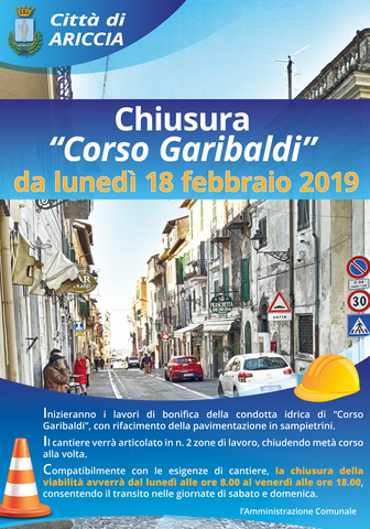 Disciplina temporanea della circolazione nelle vie del centro storico per lavori sostituzione condotta idrica in corso garibaldi Disciplina temporanea della circolazione nelle vie del centro storico per lavori sostituzione condotta idrica in corso garibaldi