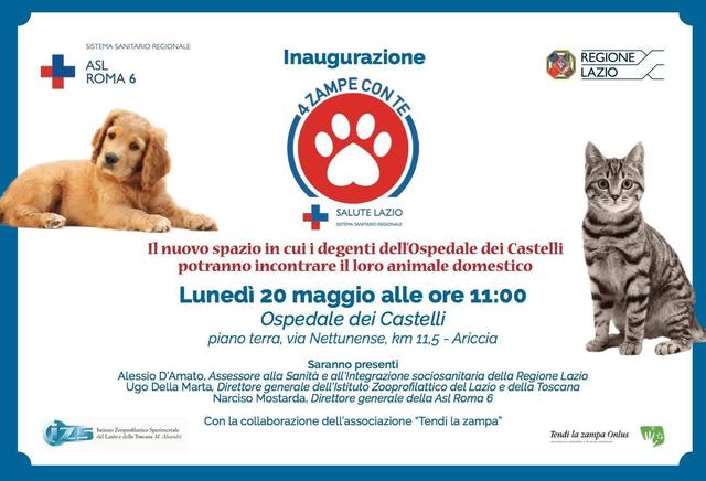 4 zampe con te. Il nuovo spazio in cui i degenti dell'Ospedale dei Castelli potranno incontrare il loro animale domestico 4 zampe con te. Il nuovo spazio in cui i degenti dell'Ospedale dei Castelli potranno incontrare il loro animale domestico