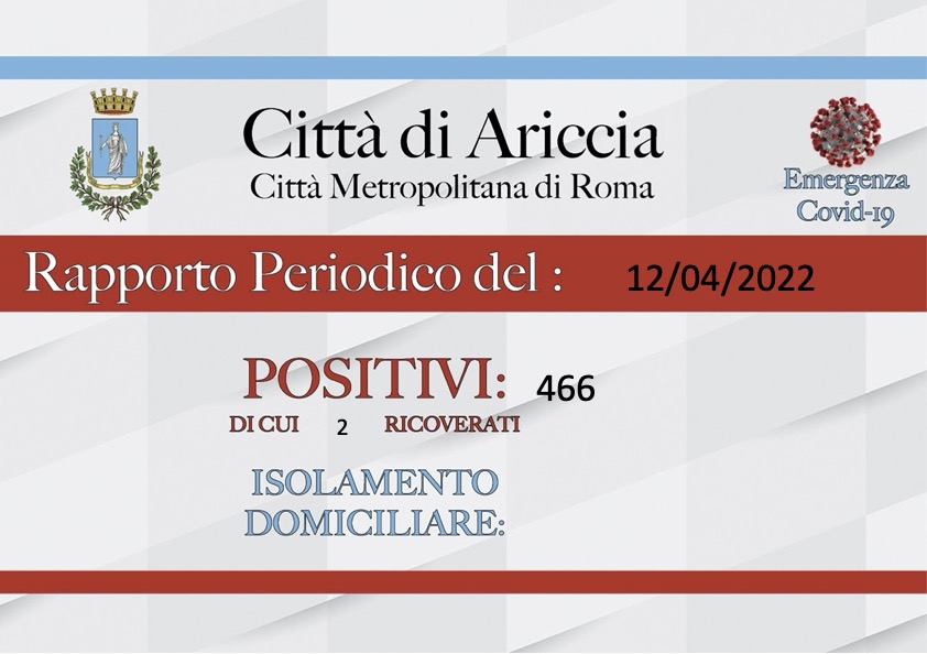Rapporto COVID Ariccia 12 Aprile 2022