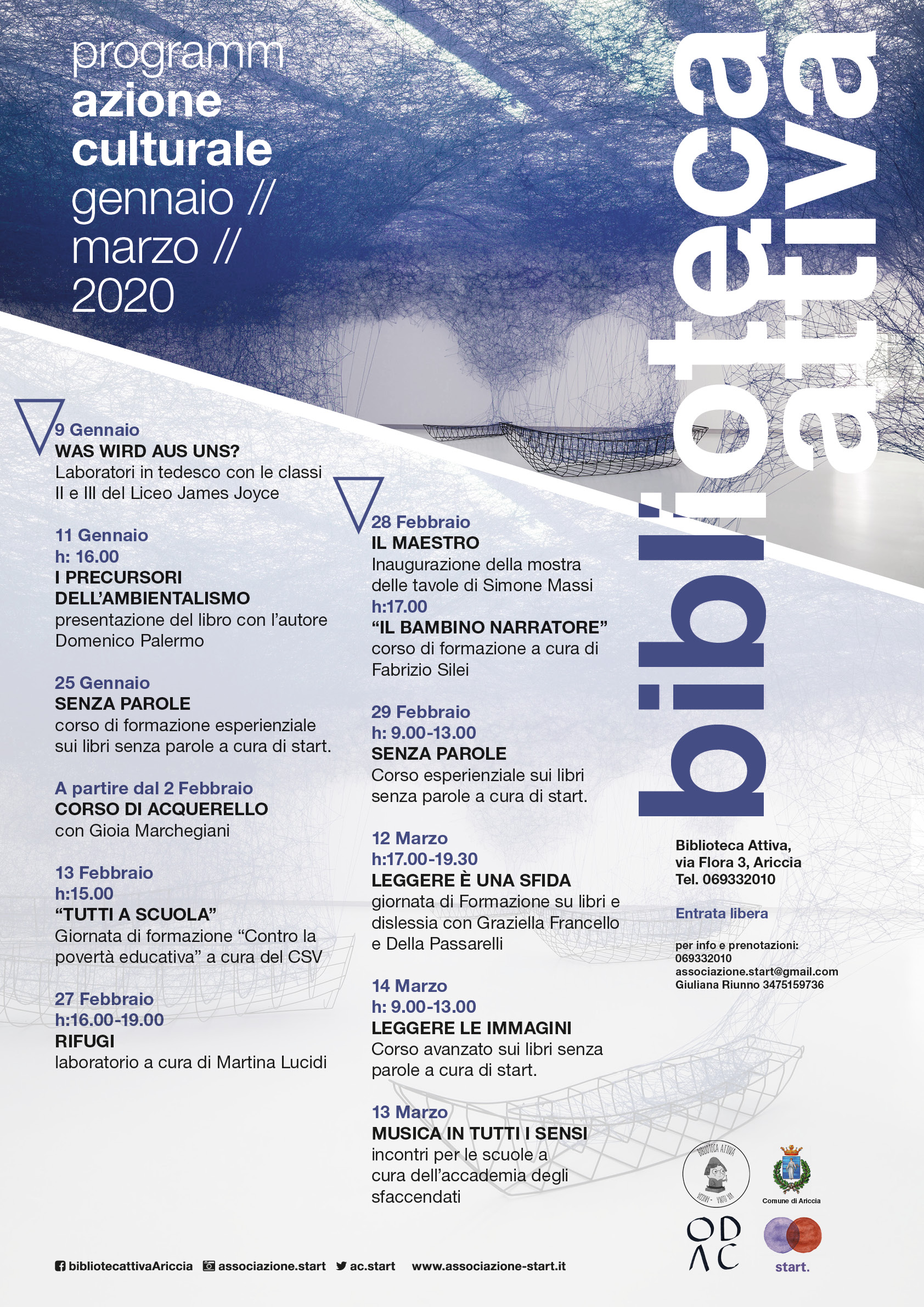 ProgrammAzione culturale gennaio-marzo 2020 della Biblioteca Attiva