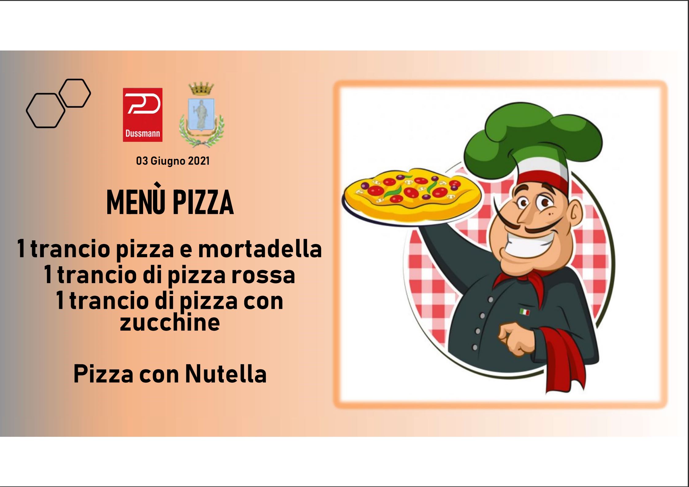 Mensa scolastica - Menù Pizza - 03 giugno 2021
