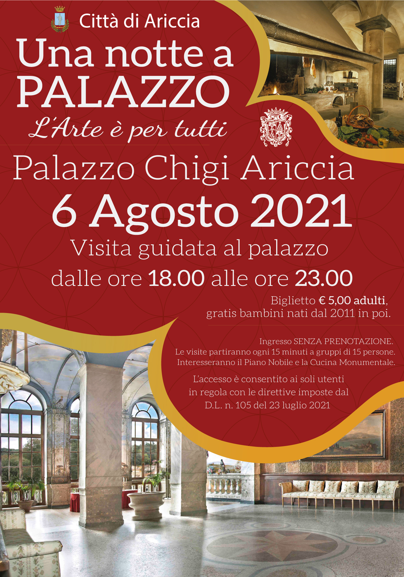 “Una notte a PALAZZO, L’arte è per tutti” venerdì 6 agosto dalle 18:00 alle 23:00