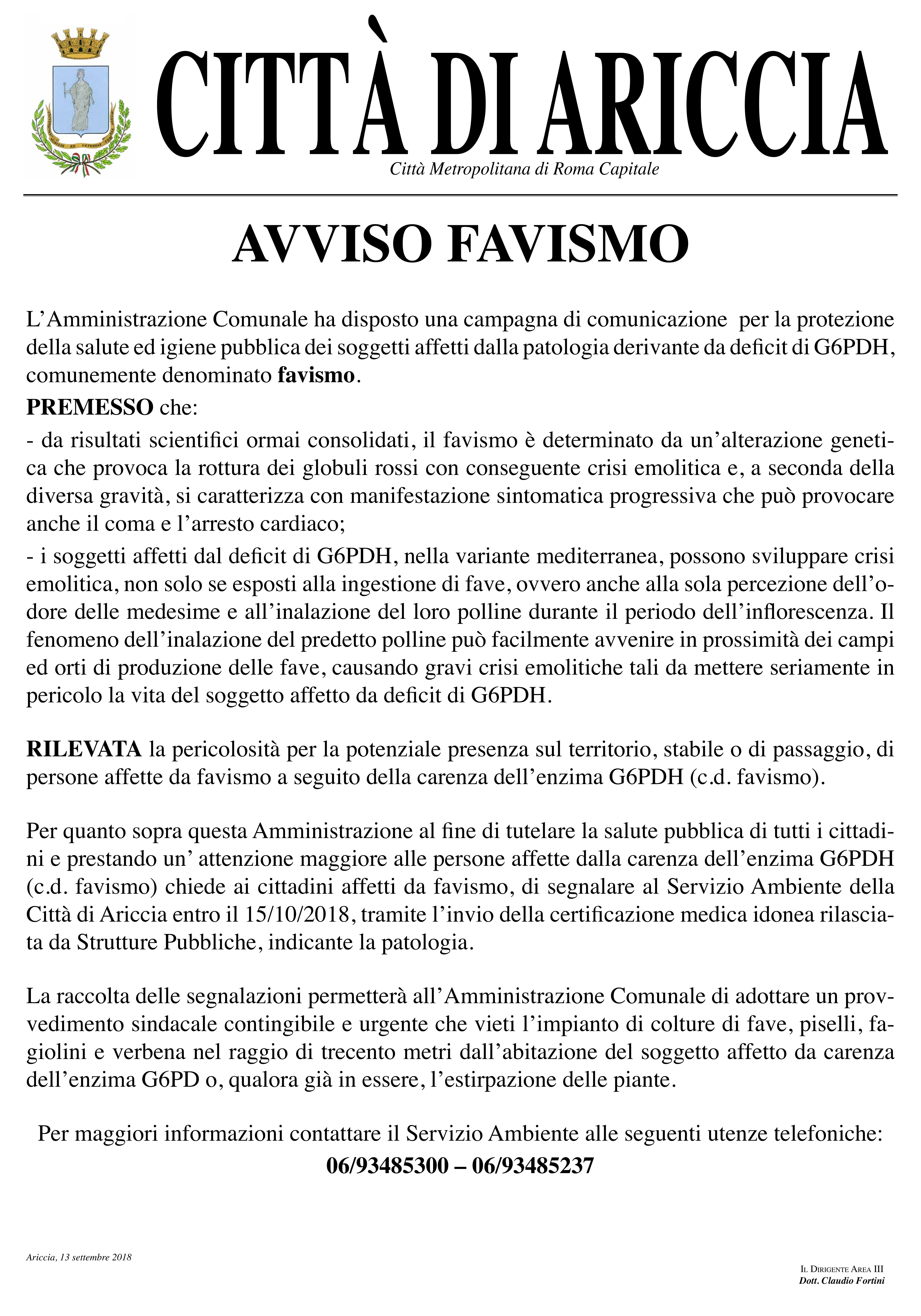 Avviso favismo